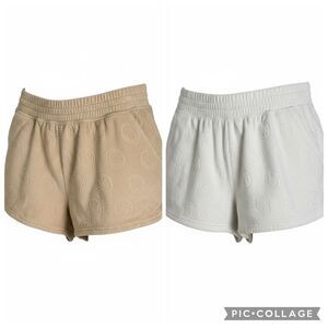GUC Offline by Aerie 2 Pair Women's White/Tan Terry Smiley Face Shorts - Size M